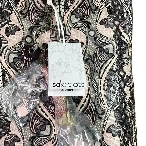 SAKROOTS Shopper Tote Loyola Soulful Desert Purse Black Multi Bag Charms NEW - Picture 4 of 15